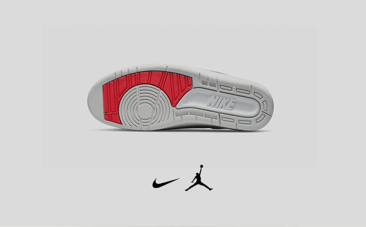 Bottom of Nike Air Jordan sneaker.